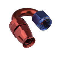 Proflow Aluminium 180 Degree Hose End Hose End For -04AN PTFE Hose Red/Blue