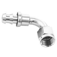 Proflow 90 Degree Push Lock Hose End Barb 5/8'' To Female -10AN Polished