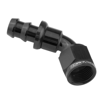 Proflow 60 Degree Push Lock Hose End Barb 5/8'' To Female -10AN Black
