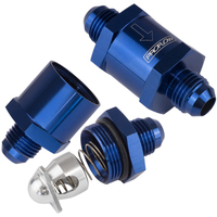 Proflow Fuel Check Valve Blue Aluminium -6 AN Male to -6 AN Male