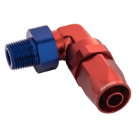 Proflow Fitting Male Hose End 1/2in. NPT 90 Degree To -10AN Hose Blue