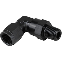 Proflow Adaptor Male -06AN 90 Degree To 1/4in. NPT Swivel Black