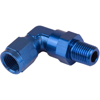 Proflow Adaptor Male -08AN 90 Degree To 1/4in. NPT Swivel Blue