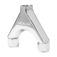 Proflow Aluminium Fuel Pump Y Adaptor Female 2 x 6AN To AN8 Polished