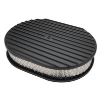 Proflow Air Filter Assembly Aluminium Black Fins Oval 12 x 2 Kit