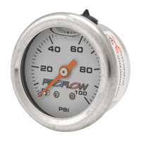 Proflow Fuel Pressure Liquid Filled Gauge 0-100SI Stainless Body/White Face