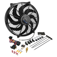 Proflow Electric Cooling Fan Kit Curved Black 12 in 1200 CFM Reversible w/Fan Control & Mounting Hardware Thermostatic 165-180F