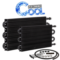 Proflow Transmission Fluid Cooler Tube Fin black powder coated 7.5 in. x 15.875 in. x 0.75 in. AN6 Fittings