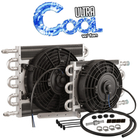Proflow Transmission Cooler & Fan Kit Natural 7.5 in x 12.50 in Tube & Fin 10in. Fan 350CFM AN6 Inlets