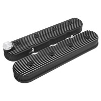 Proflow Valve Covers Tall Cast Aluminium LS Chev For Holden Commodore Engines Vintage Series Finned Satin Black Machine Finns