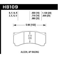 Hawk Performance DTC-70 Front Brake Pads for Alcon CAR89 TA6/AP Racing CP5060/CP5555 18mm (6-Piston) HB109U.980