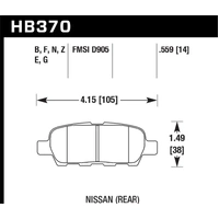 Hawk Performance DTC-60 Rear Brake Pads for Nissan 350Z Z33/Skyline V35/Stagea M35 (Non-Brembo) HB370G.559