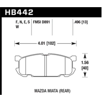 Hawk Performance HP+ Rear Brake Pads for Mazda MX-5 NB 00-04 HB442N.496