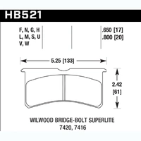 Hawk Performance DTC-60 Front Brake Pads for Wilwood Superlite (20mm Thickness) HB521G.800