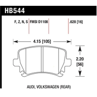 Hawk Performance HT-10 Rear Brake Pads for VW Golf Mk5/Mk6/Passat/Scirocco/Audi A3/S3/A4/A6/TT/TTS HB544S.628