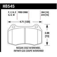 Hawk Performance DTC-70 Front Brake Pads for Skyline GTR/350Z/Integra Type-R (Brembo) HB545U.564