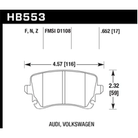 Hawk Performance Ceramic Rear Brake Pads for Audi A4, S4, RS4 B6-B7/A6, S6, RS6 C6/A8, S8 D3 HB553Z.652