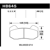 Hawk Performance DTC-30 Brake Pads for Wilwood DynaPro 6 (Type 6712) HB645W.490