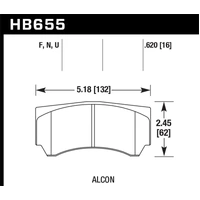 Hawk Performance HP+ Front/Rear Brake Pads for Alcon CAR98 Mono 4 16mm (4-Piston) HB655N.620