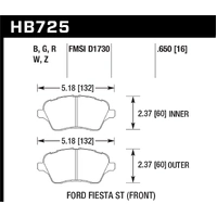 Hawk Performance HPS 5.0 Pads Front for Ford Fiesta ST WZ 13-18 HB725B.650