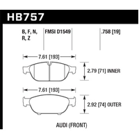 Hawk Performance Ceramic Front Brake Pads for Audi A6 C7 HB757Z.758