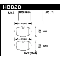 Hawk Performance Ceramic Brake Pads for BMW M2 G87/M3 G80, G81/M4 G82, G83/M-Sport Upgrade Calipers (Rear) HB820Z.675
