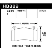 Hawk Performance DTC-60 Front Brake Pads for Ford Focus RS LZ 16-17 HB889G.550
