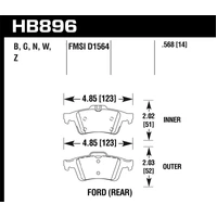 Hawk Performance DTC-30 Rear Brake Pads for Ford Focus RS LZ 16-17 HB896W.568