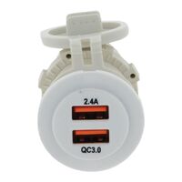 Hulk 4x4 Dual USB White Socket Port 1 2.4A with QC3.0
