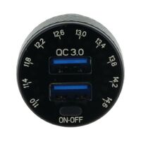 Hulk 4x4 Dual Usb In Car Socket Charger Dual QC3.0 with Voltmeter