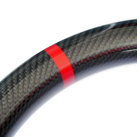 PSR D Shape Steering Wheel Suede/Carbon w/Red Stitching for Subaru WRX/STI 15-21