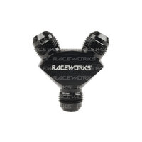 Raceworks Y Block Male Flare AN Thread 1 x To 2 x AN-6 AN-4 RWF-930-06-04BK
