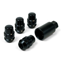 Lock Nuts Splined Acorn Bulge 12mm x 1.50 Black Pk 4