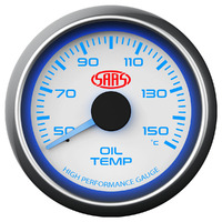 Oil Temp Gauge 50c-150c 52mm White Muscle Series