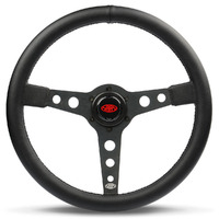 Steering Wheel Leatherette 14" ADR Retro Black Spoke Black Stitching