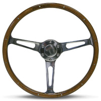 Steering Wheel Wood 15" ADR Classic Polished Alloy Slots + Rivet