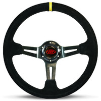 Steering Wheel Suede 14" ADR Deep Dish Black Slotted + Indicator