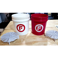 Fireball 15L Bucket and Grit Trap Bundle PAIR - White/Red