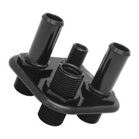 Proflow Firewall Bulkhead Aluminium 4 Port #6 #10 Inline Black