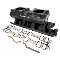 Proflow SuperMax Intake Manifold Tunnel Ram Fabricated Black Dual Carburetted SB Ford 289-302W