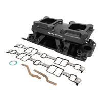 Proflow SuperMax SB Chev EFI Intake Manifold w/ Fuel Rails Tunnel Ram Fabricated Black 4150 Throttle Body
