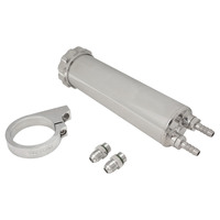Proflow Radiator Overflow Tank Billet Aluminium With bracket 0.5L 60mm Dia 215mm tall AN Port with Barb Fitting Polished