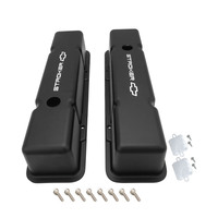Proflow Valve Covers Tall Cast Aluminium Black Stroker Bowtie Logo SB For Chevrolet Pair