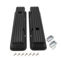 Proflow Valve Covers Aluminium Black Tall Finned SB For Chevrolet Pair