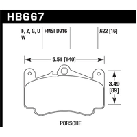 Hawk Performance Ceramic Front Brake Pads for Porsche 911 996 Turbo/Carrera 4S HB667Z.622