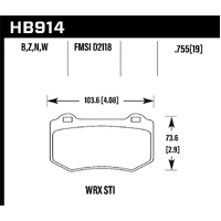 Hawk Performance HP+ Rear Brake Pads for Subaru STI 18-21 (Brembo) HB914N.580