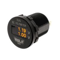 Hulk 4x4 OLED Dual Voltmeter 5-60V DC 29mm Dia Amber OLED