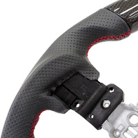 PSR D Shape Steering Wheel Leather/Carbon w/Red Stitching for Subaru WRX/STI 15-21