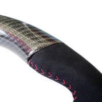 PSR D Shape Steering Wheel Suede/Carbon w/Red Stitching for Subaru WRX/STI 15-21