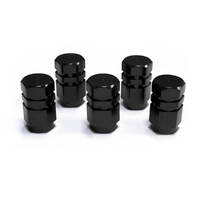 Valve Cap Black 2 Groove 5 Pack